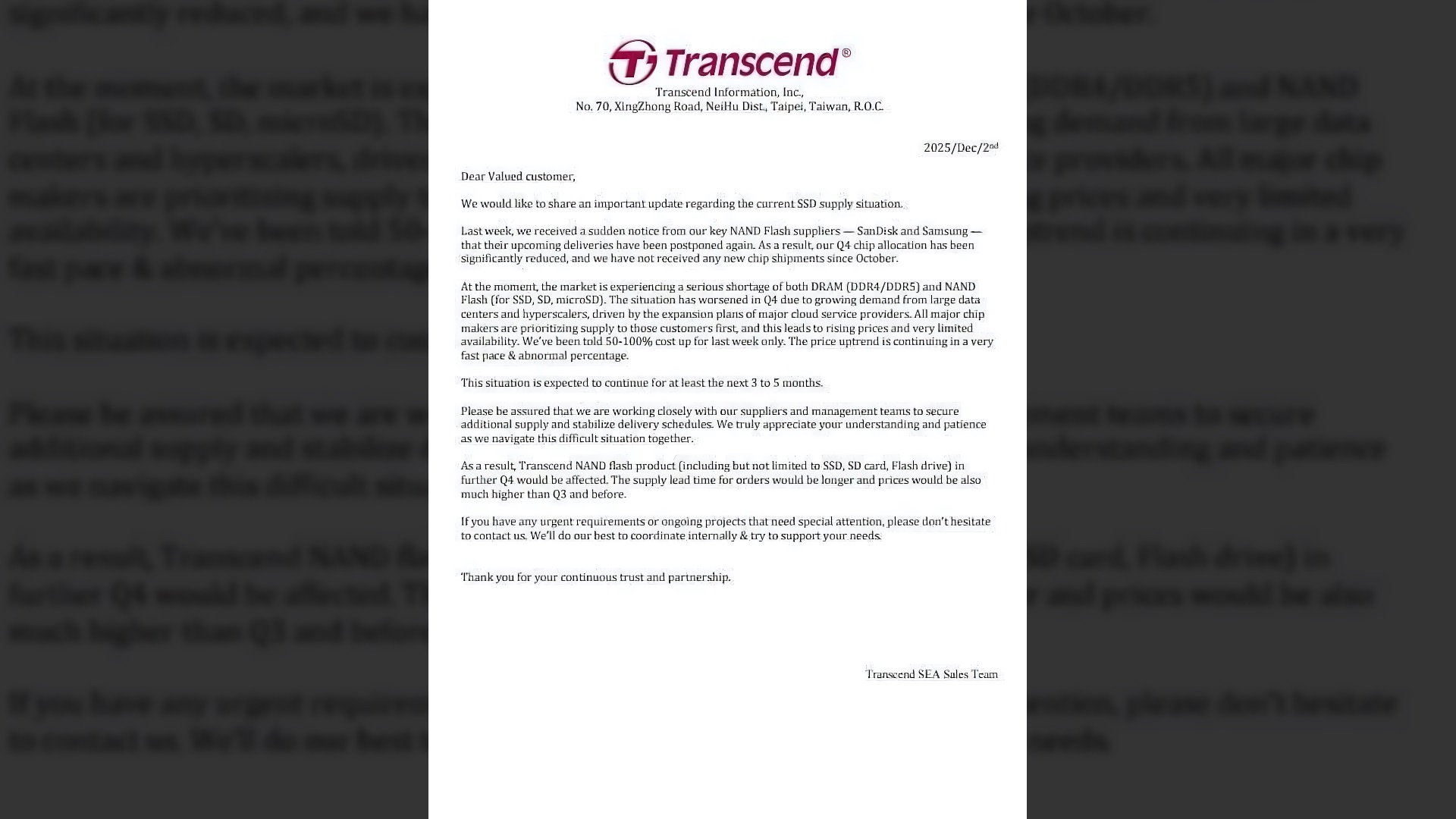ИИ сломал рынок памяти: Transcend сворачивает выпуск SSD, Crucial закрывается 1